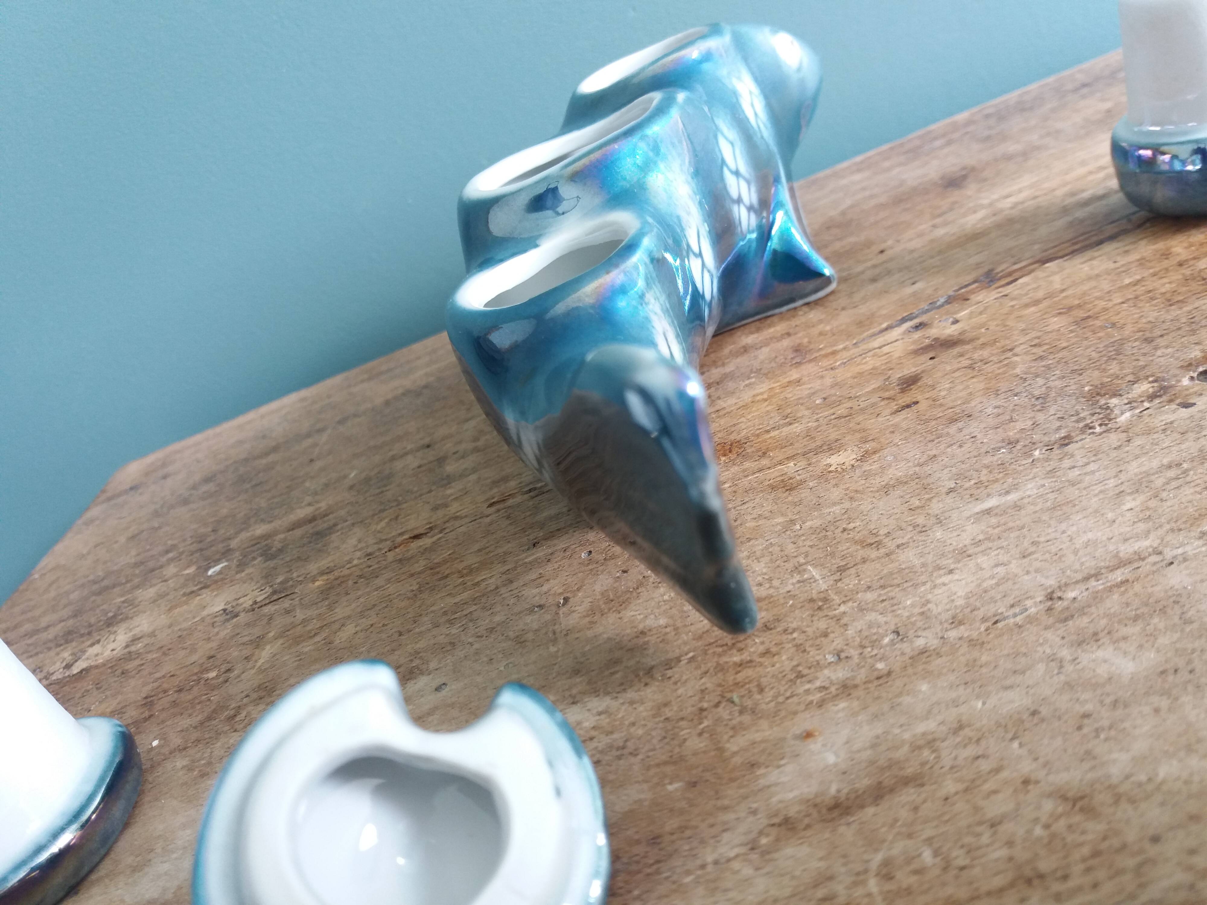 Zoomorphic salt and pepper shaker, porcelain fish