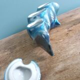 Salière poivrier moutardier zoomorphe, poisson en porcelaine