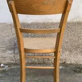 Set of 8 old light wood bistro chairs years 1957 stamps