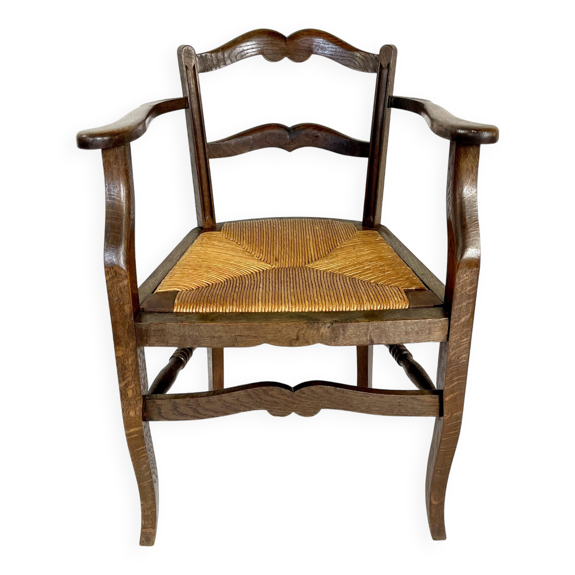 19th century rustic Provencal armchair with straw seat