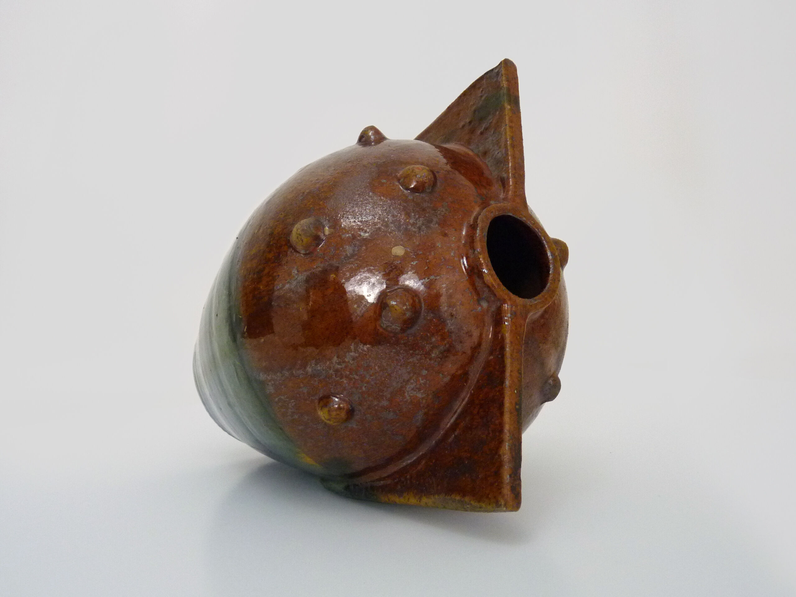 Vase in flamed stoneware with Rambervillers style ear. Signed