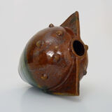 Vase in flamed stoneware with Rambervillers style ear. Signed