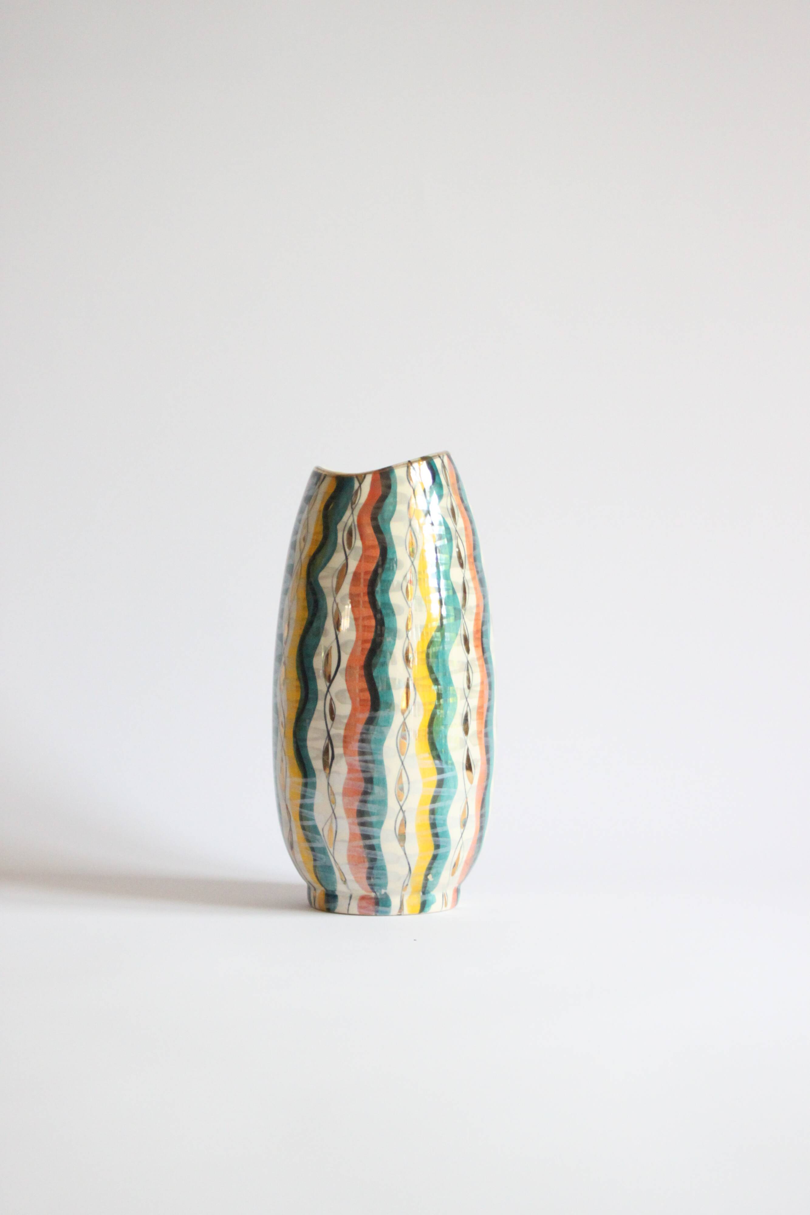 Colorful 1950s vase by Hubert Bequet, Belgium