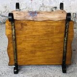 Vintage wooden and wrought iron magazine rack circa 1950s