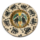 Ceramic plate with graffito stylised birds in the Pesaro Faenza style, early 1900s.