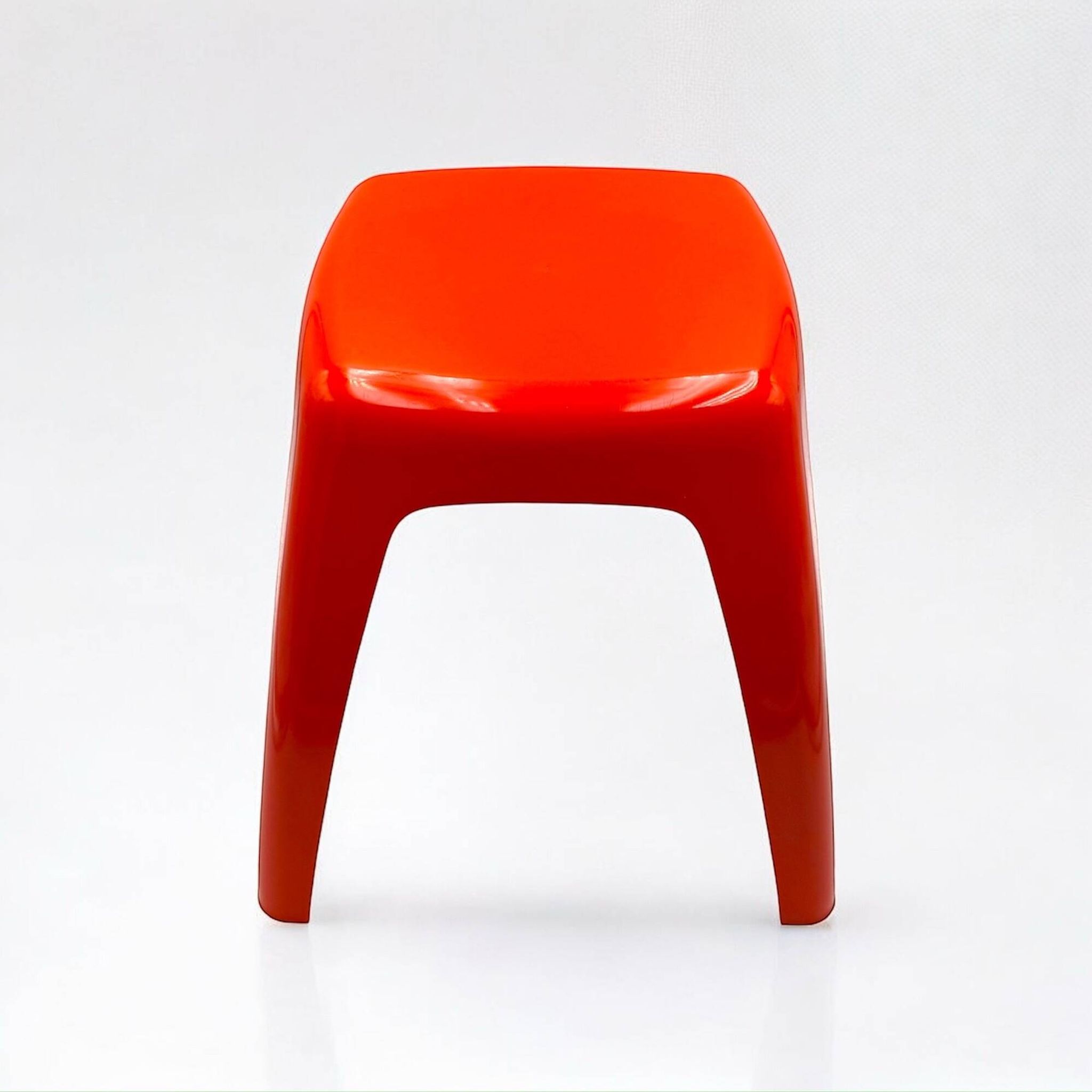 Vintage Stool or Side Table in Vibrant Orange, 1970s