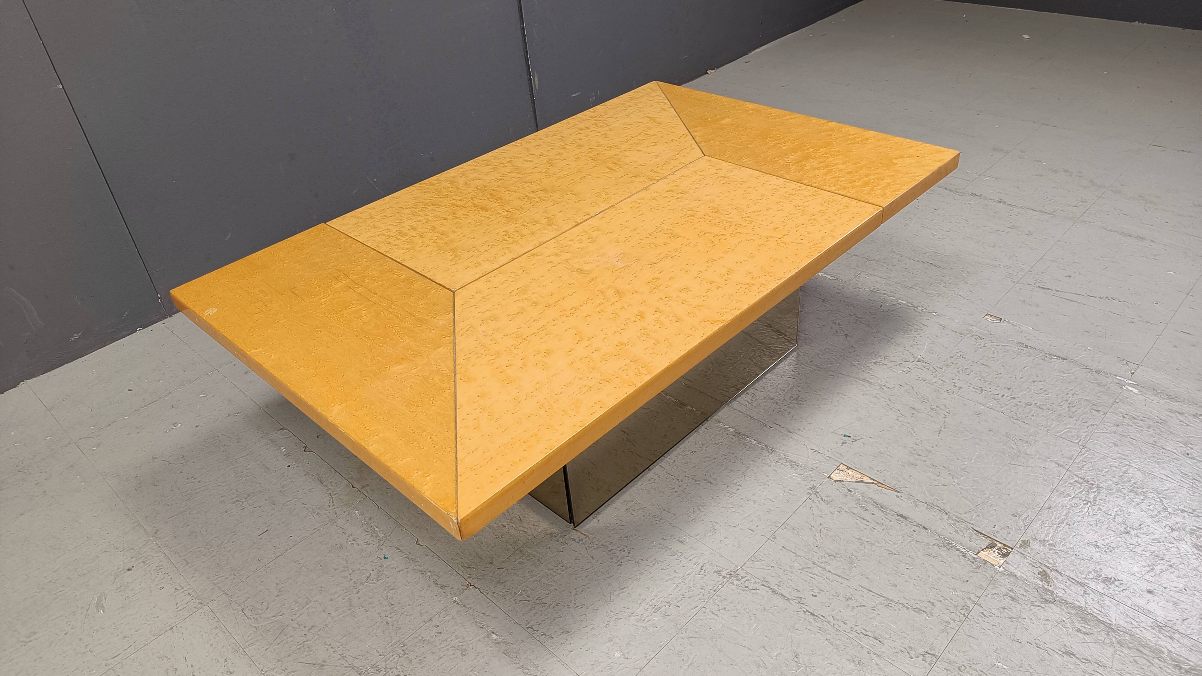 Vintage ash wood coffee table by Paul Michel, 1970s