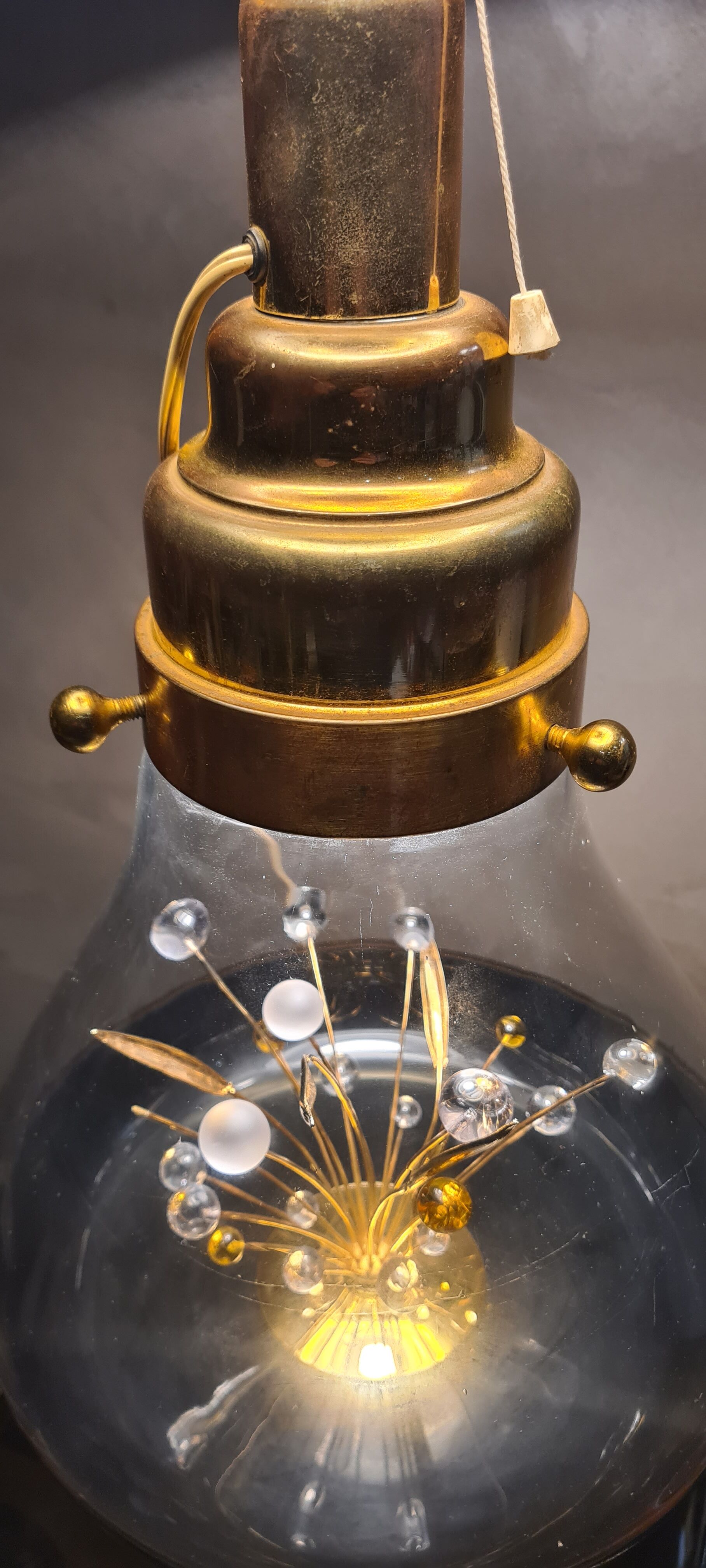 Delux gold and glass lamp desing 1970 to 80 removable with integrated light 68x40cm