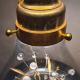 Delux gold and glass lamp desing 1970 to 80 removable with integrated light 68x40cm