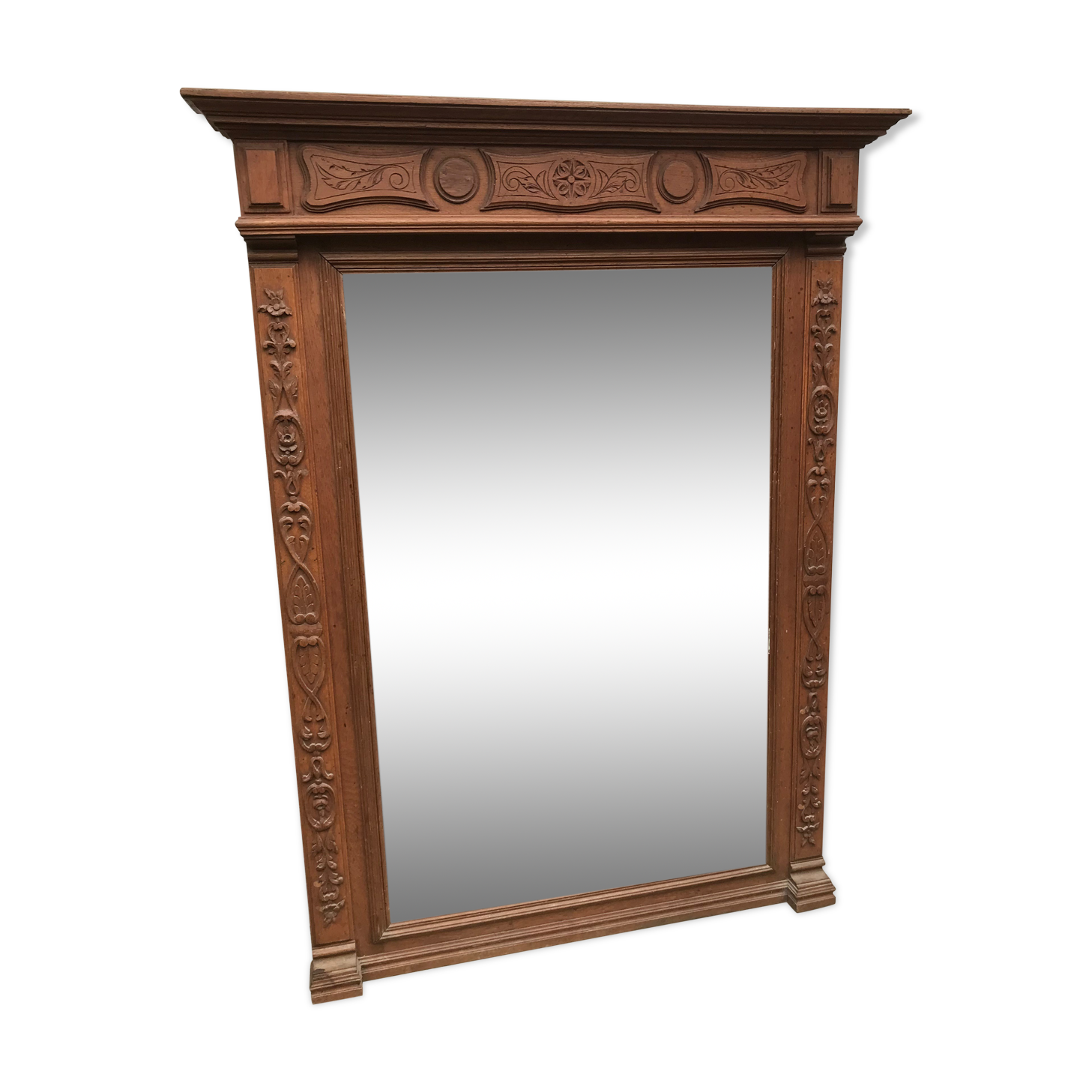 Carved wooden fireplace mirror 132 x 99