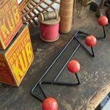 Wall coat rack with vintage red balls