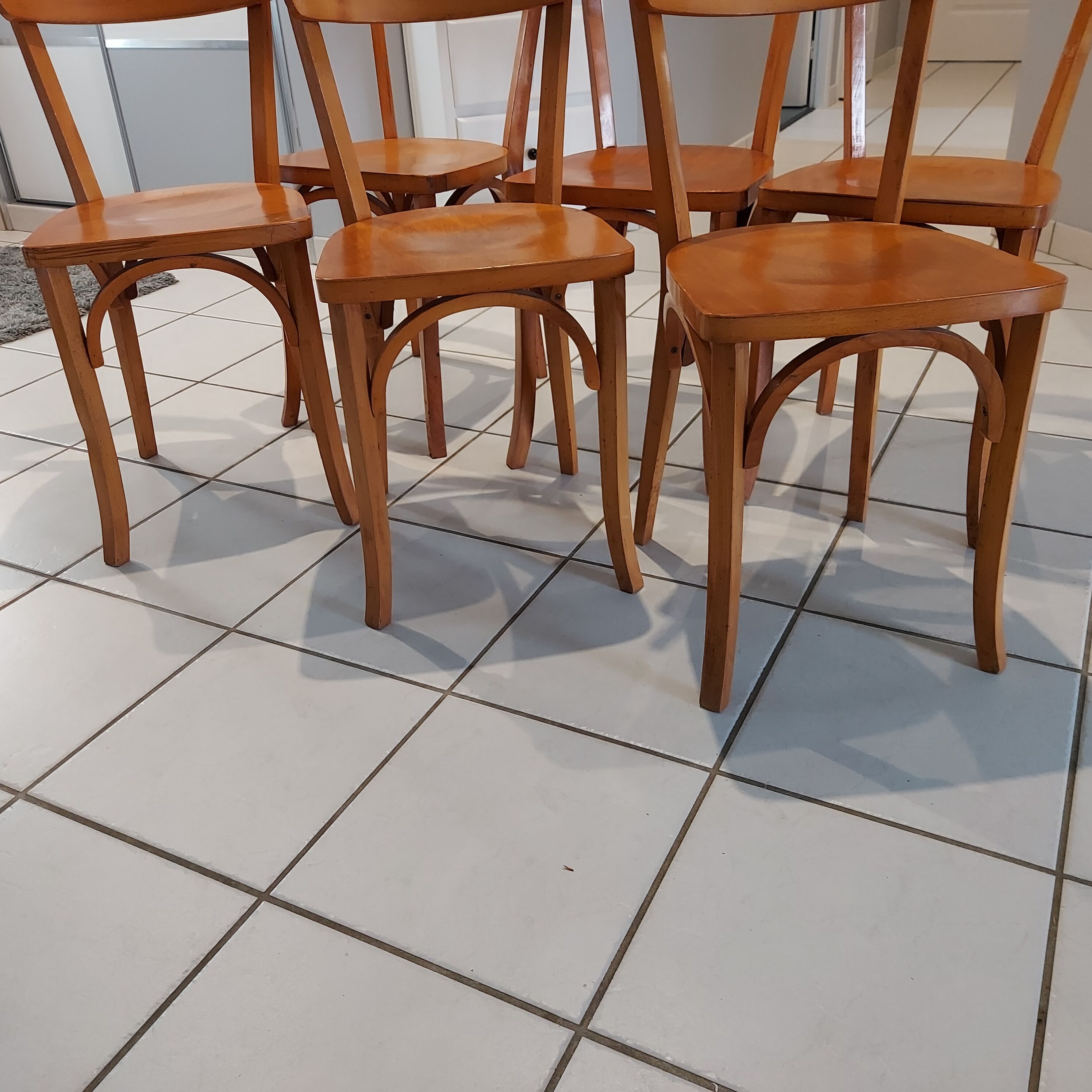 Suite of 6 chairs of Vintage Bistrot 1960s