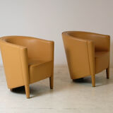 Pair of "Rich" leather armchairs by Antonio Citterio, Moroso edition, 1989