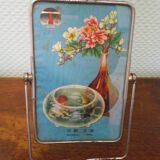 Miroir de barbier bi pied, mode suspension, biseauté, métal chromé - années 70