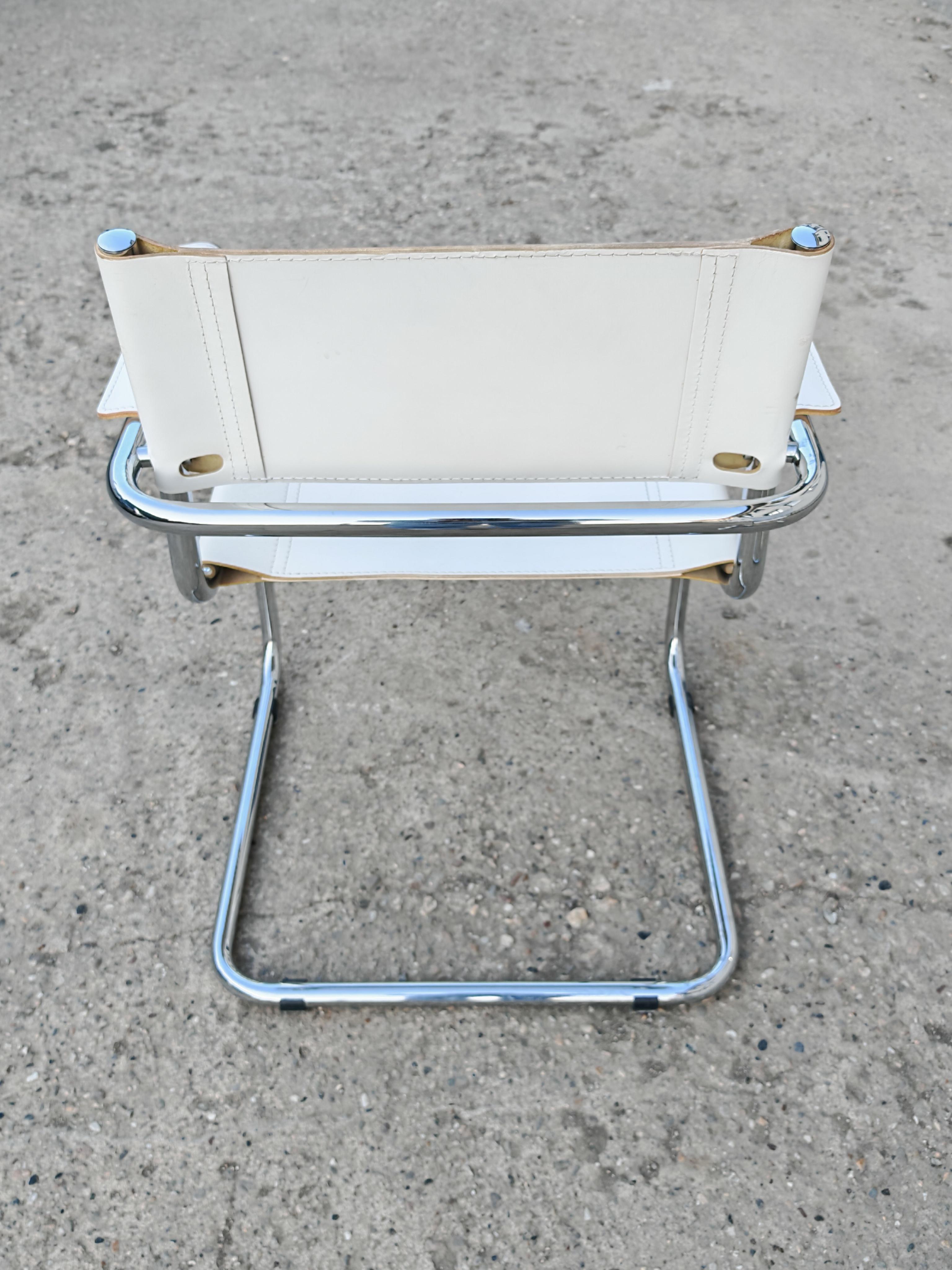 Pair of Bauhaus S34 chairs by Mart Stam in leather and steel.