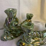 Set of 2 ceramic double candlesticks 1930s Hubert Bequet