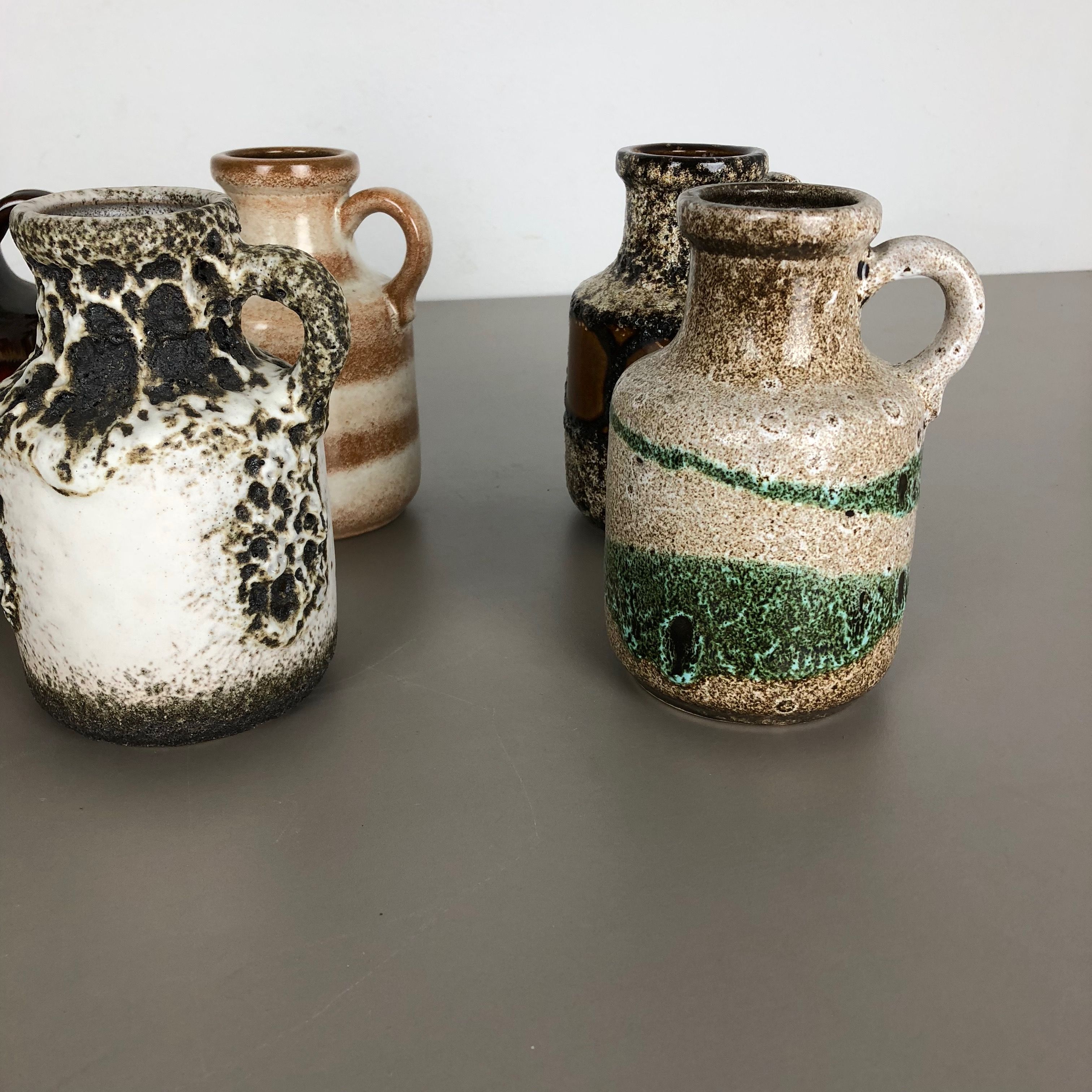Set of five pottery fat vava "414-16" vases Made by Scheurich, Germany