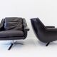 ESA model 802 pair of black leather lounge chairs by Werner Langenfeld