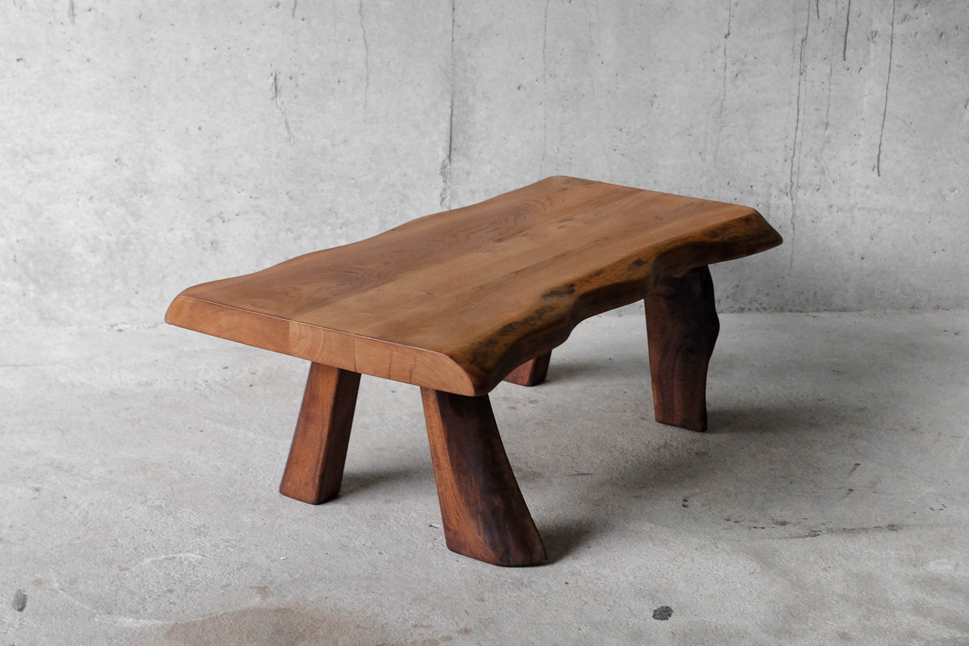 Free form coffee table in solid Elm-1970