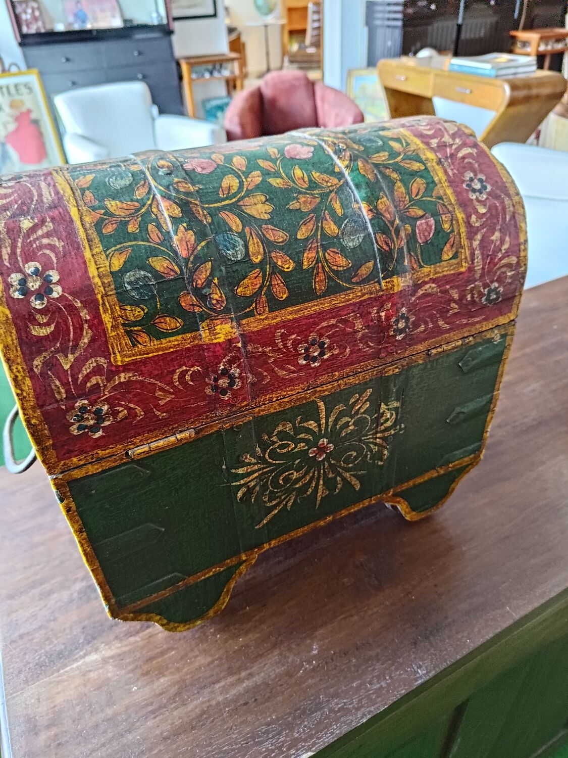 Indian wooden chest with wheels