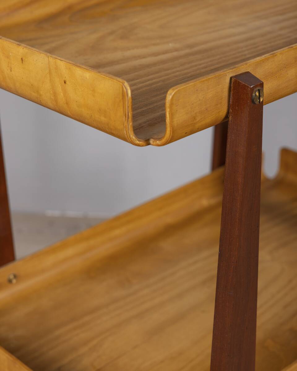 Vintage 1950s Wooden Food Service Cart, Designed by Carlo Ratti