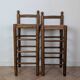 High wooden and straw stools