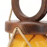 Wood and glass storm lamp from Saint Malo, 1970s