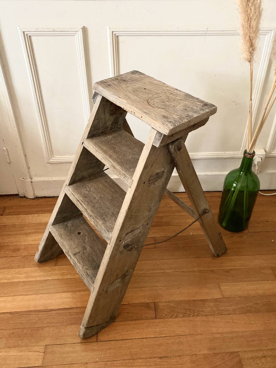 Antique wooden folding stepladder