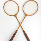 Vintage Wooden DDR Badminton Rackets, set of 2