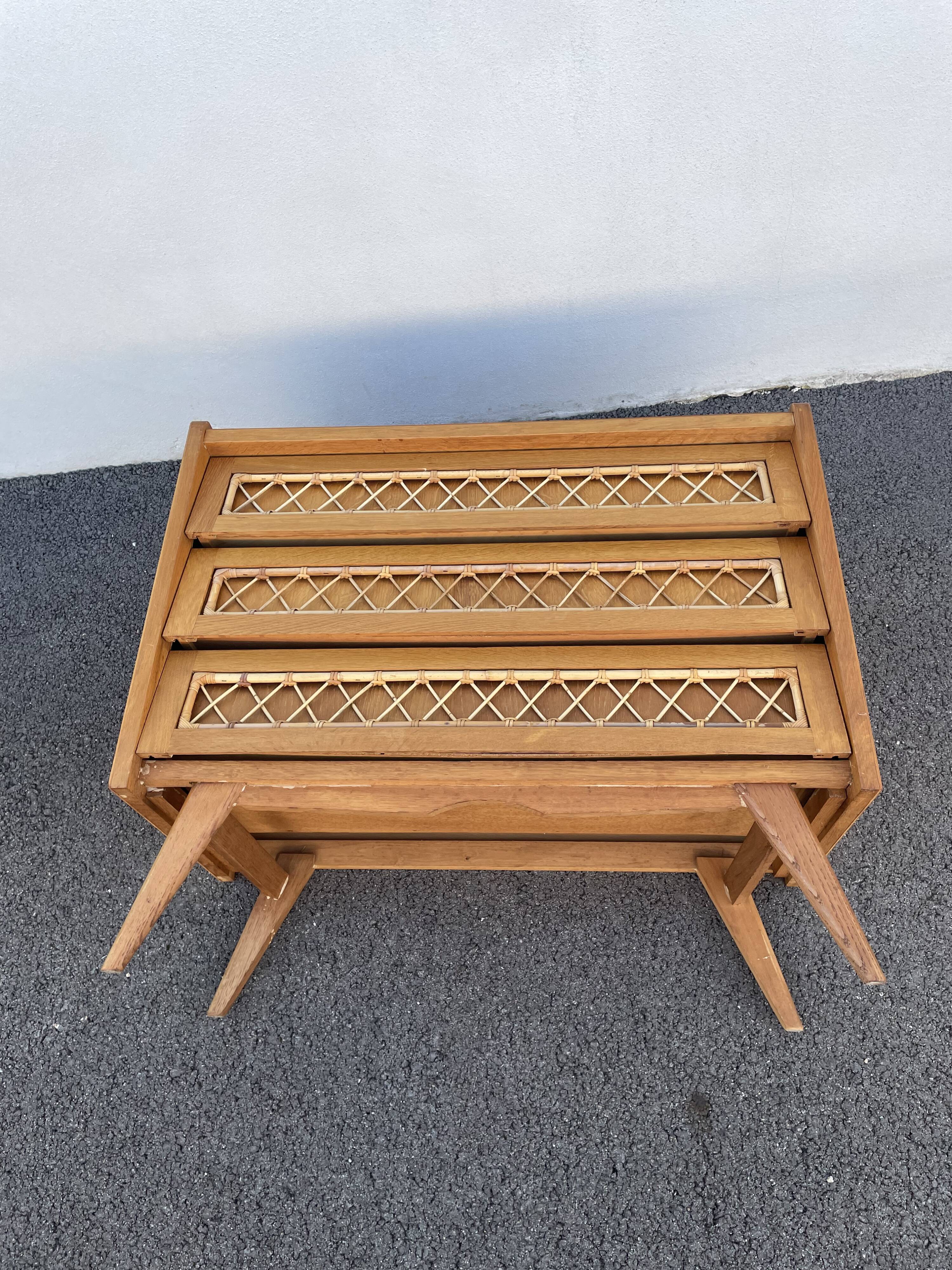 Commode bois et rotin