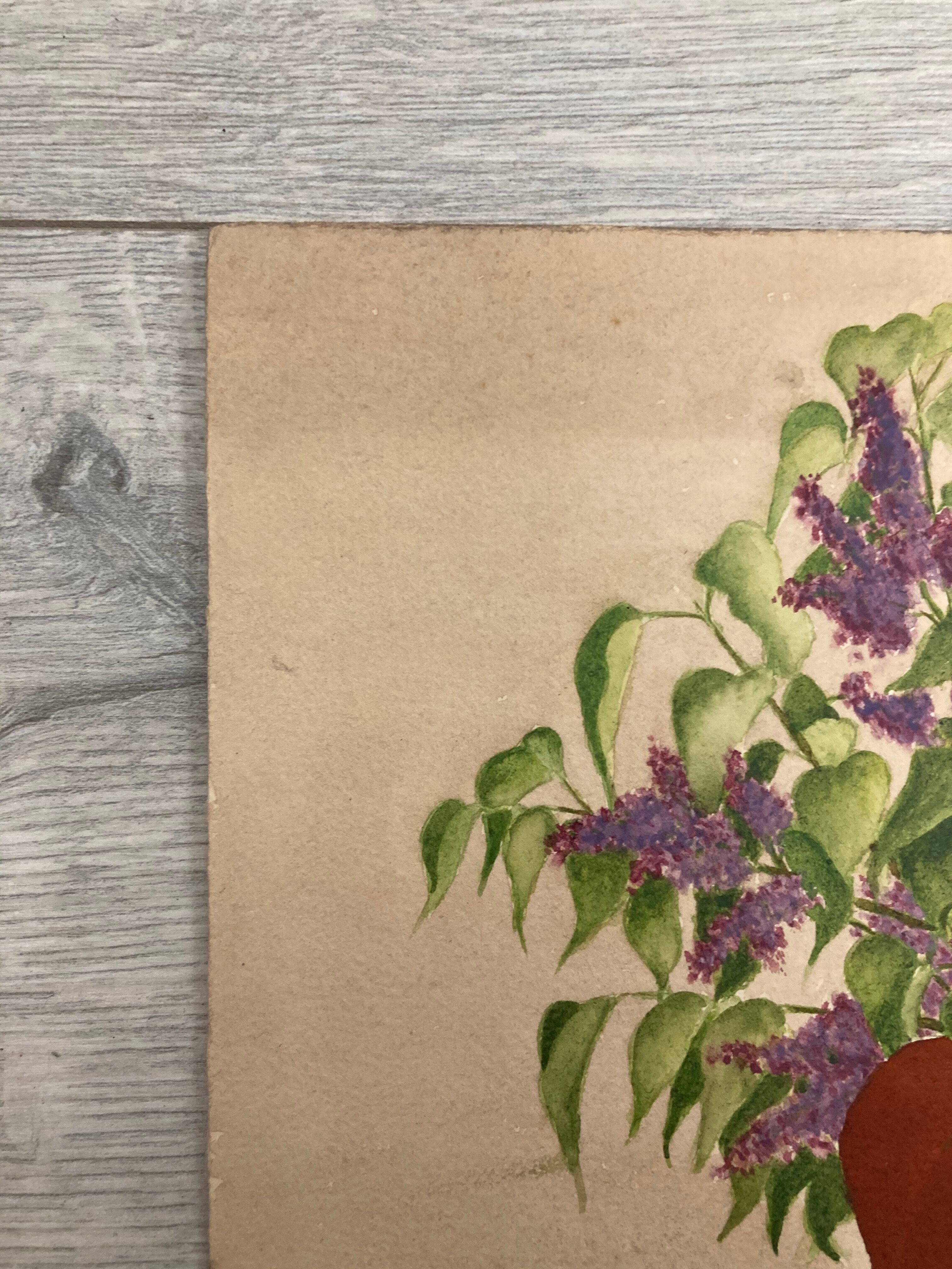 Watercolor bouquet lilac vintage