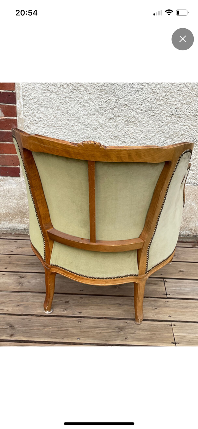 Fauteuil Bergère vert Louis XV