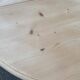 Large round extendable dining table renovated in raw pine with 2 extensions, 1980.
