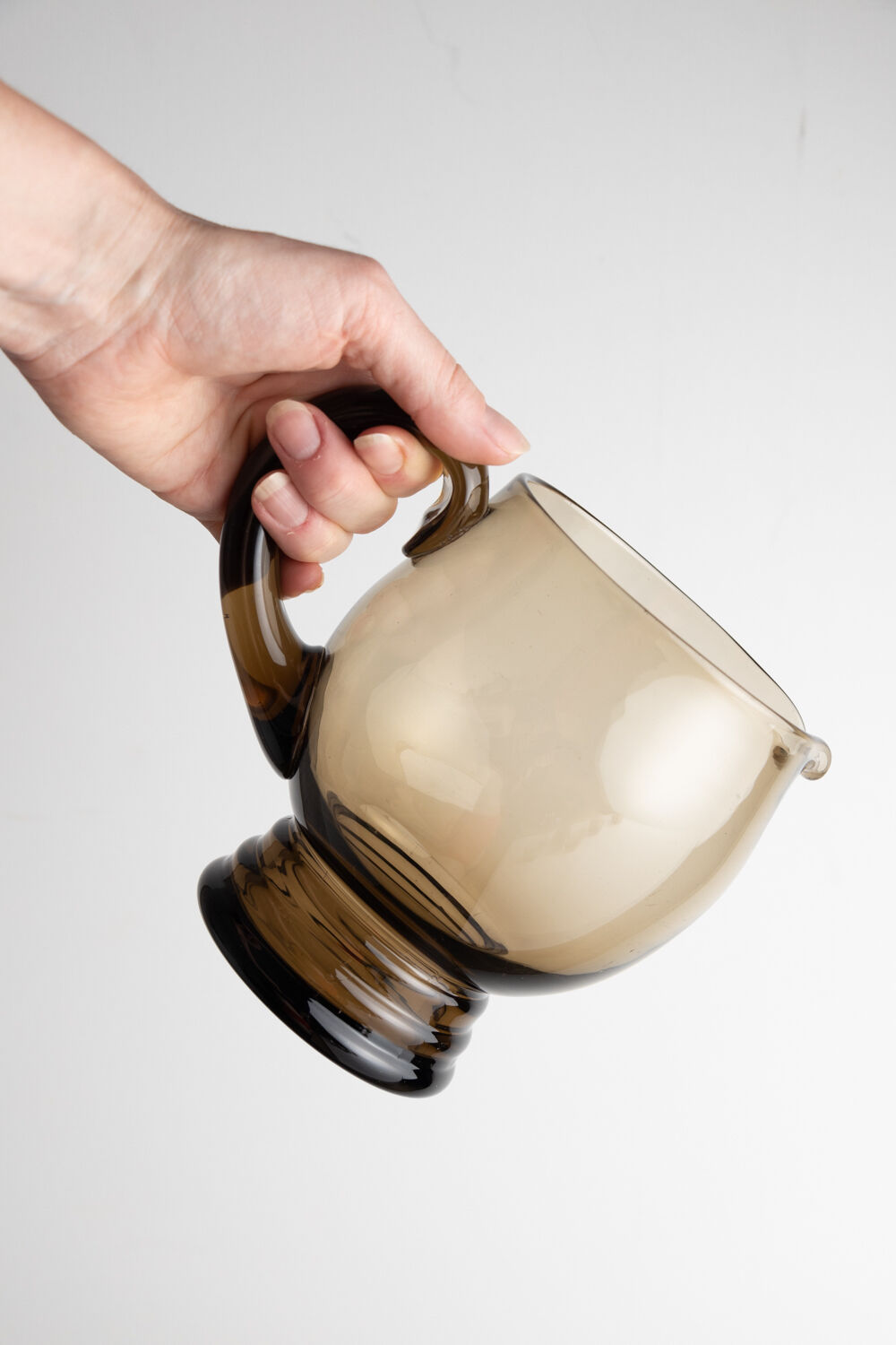 Vintage decanting set in smoked glass