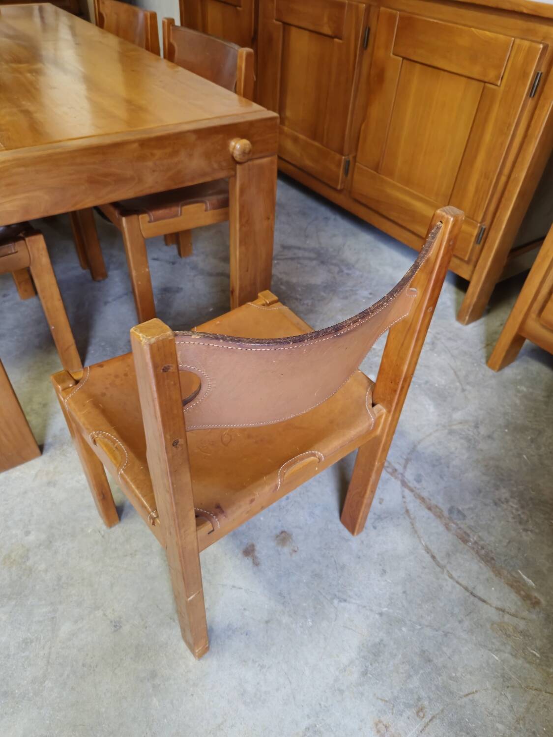 Dining room set table and 6 chairs Maison Regain in Elm
