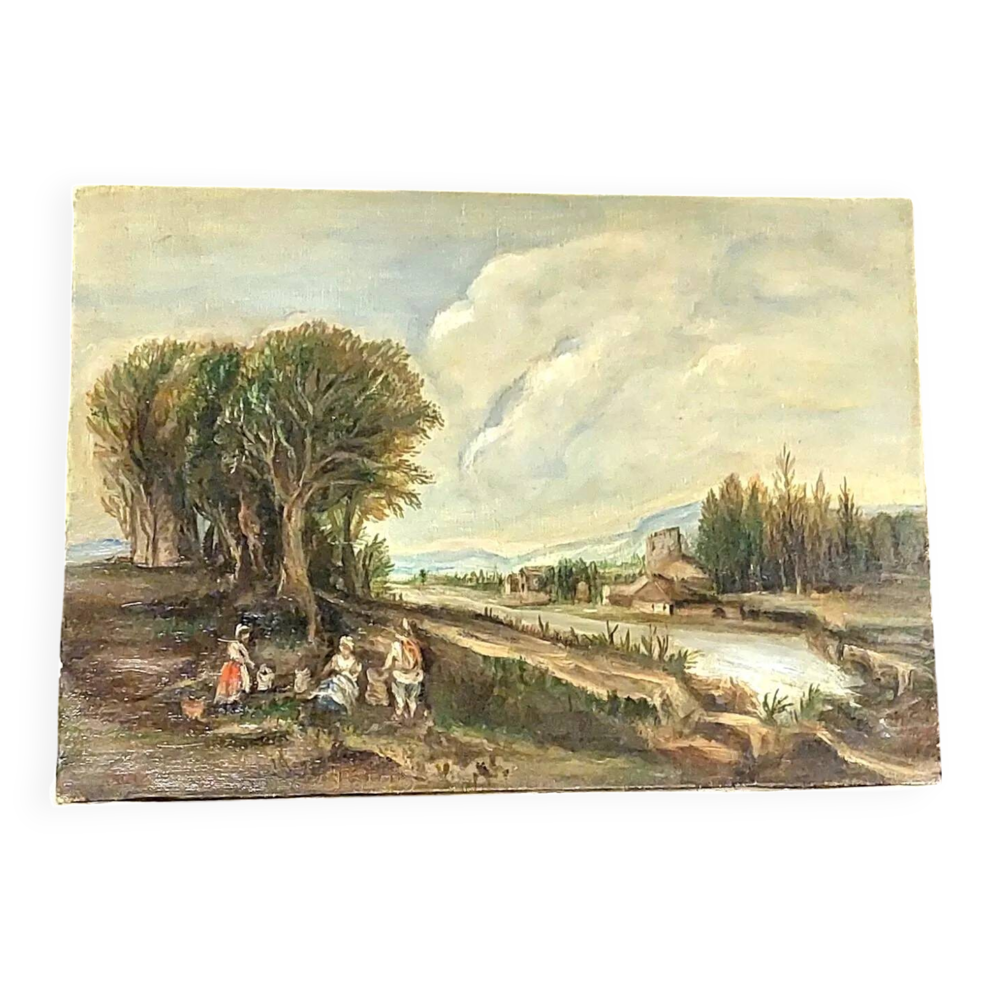 Peinture huile sur toile paysage style xviiie siecle italie