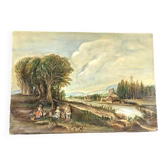 Peinture huile sur toile paysage style xviiie siecle italie