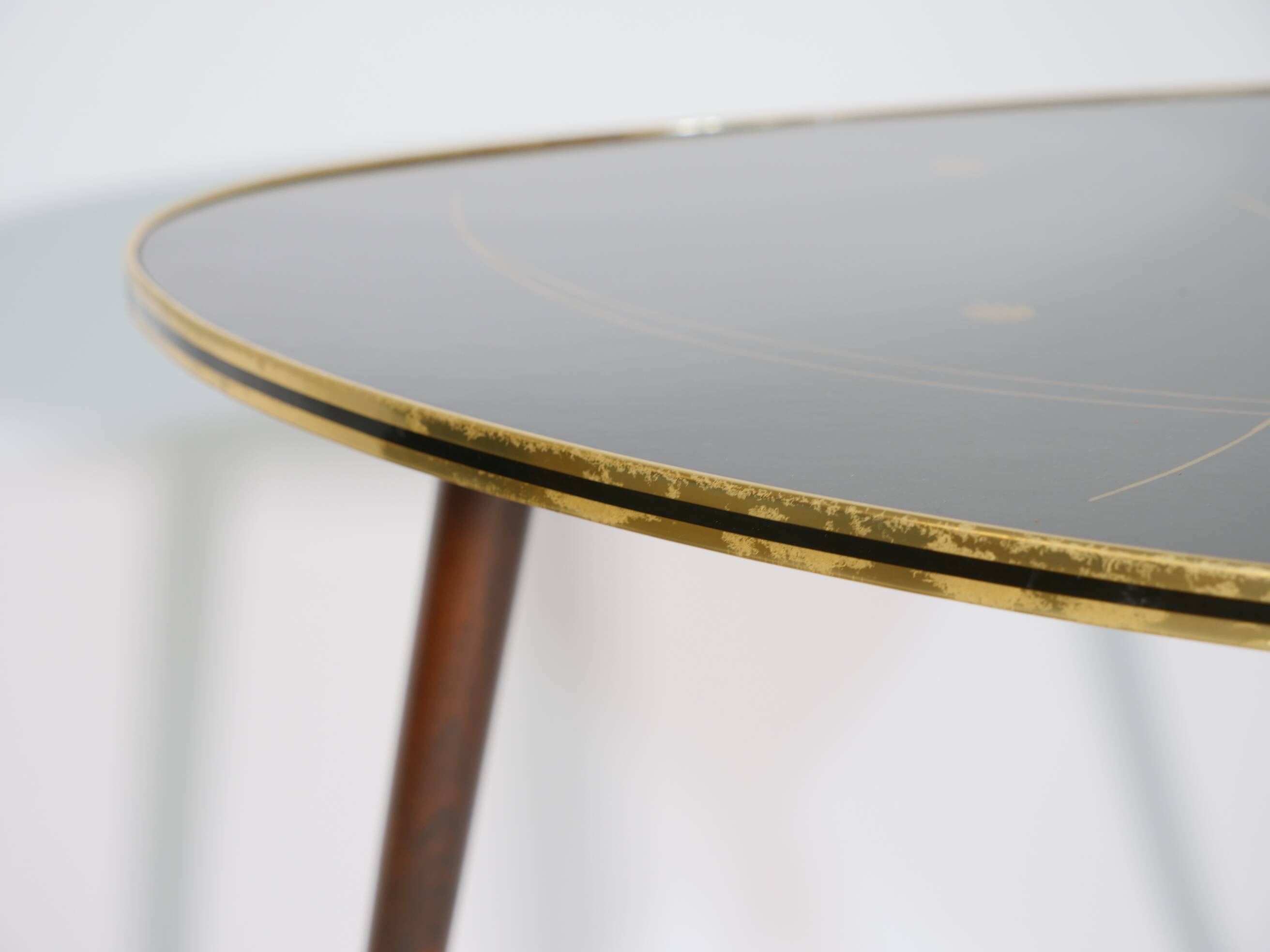 XL Gold-Rimmed Kidney Table 1960s Coffee Table