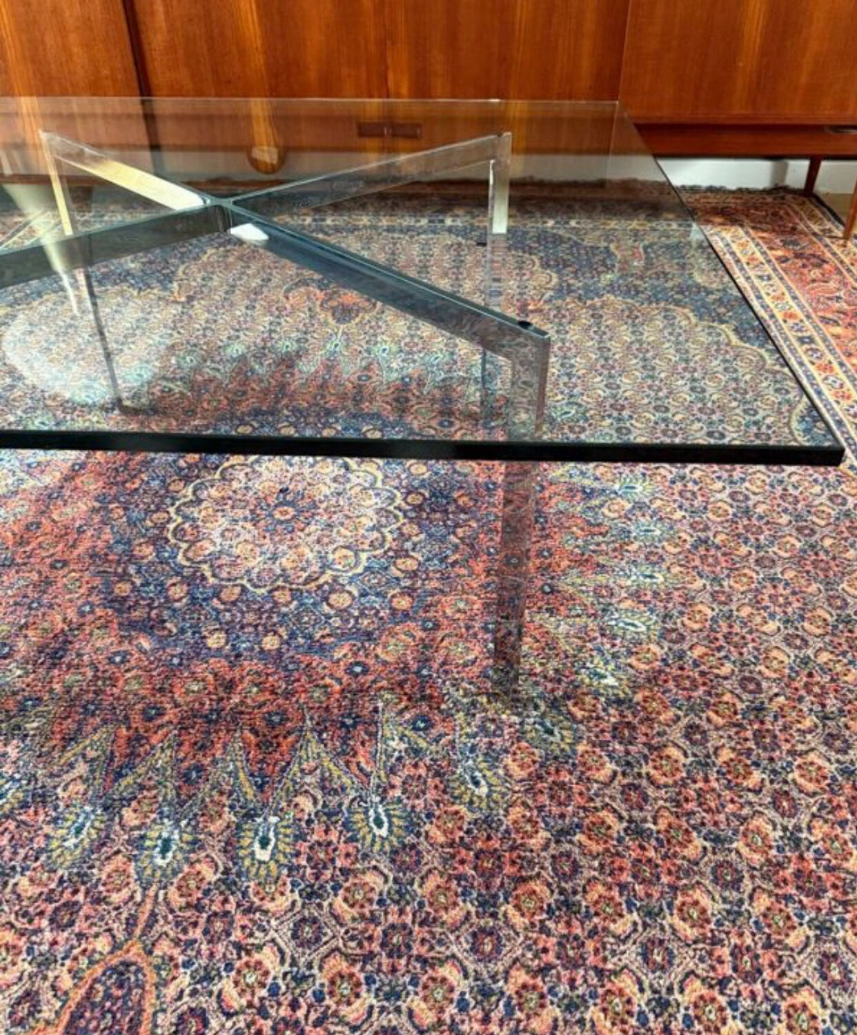Design coffee table in glass & metal