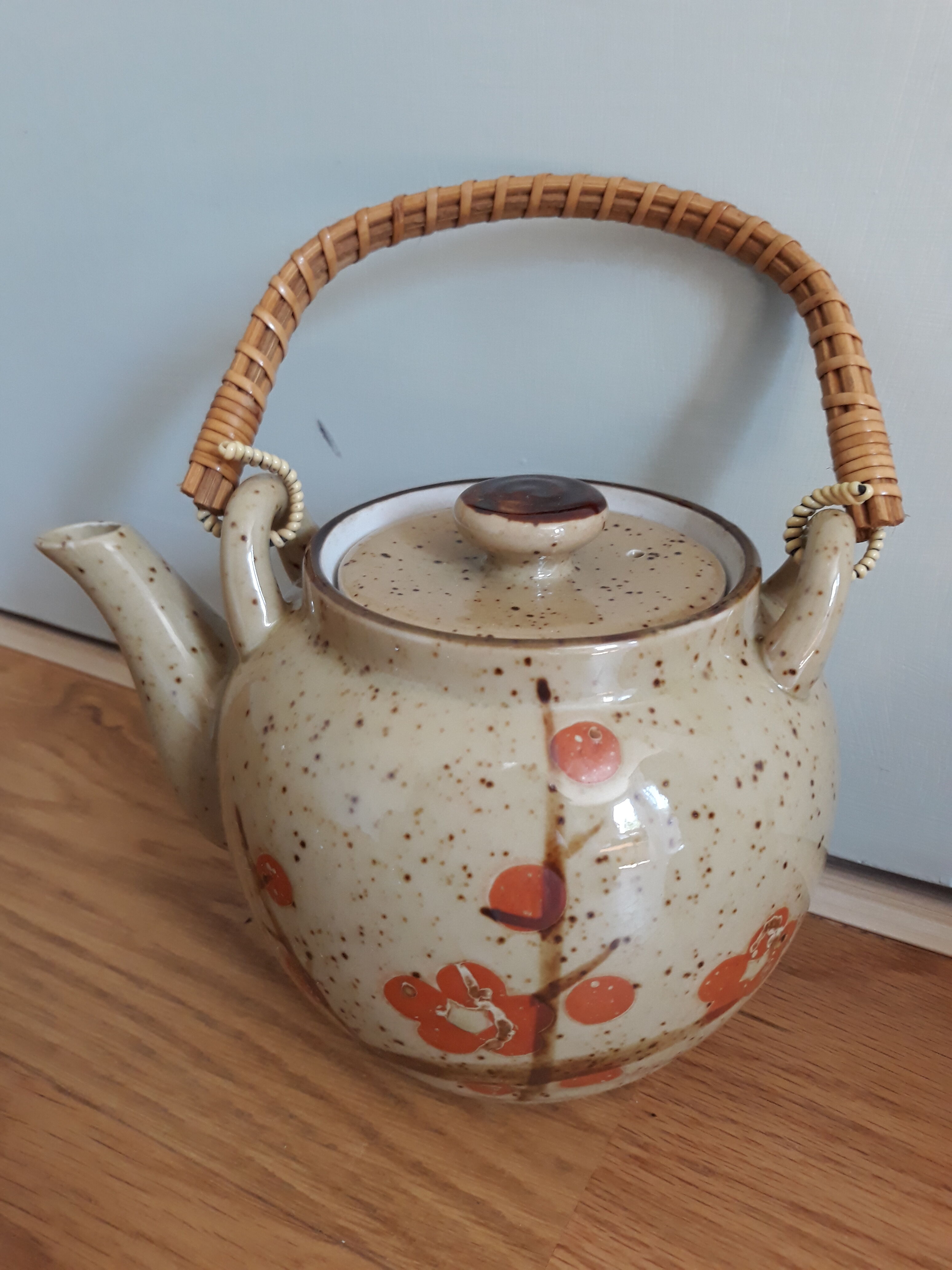 Enamelled ceramic tea service Japanese style décor