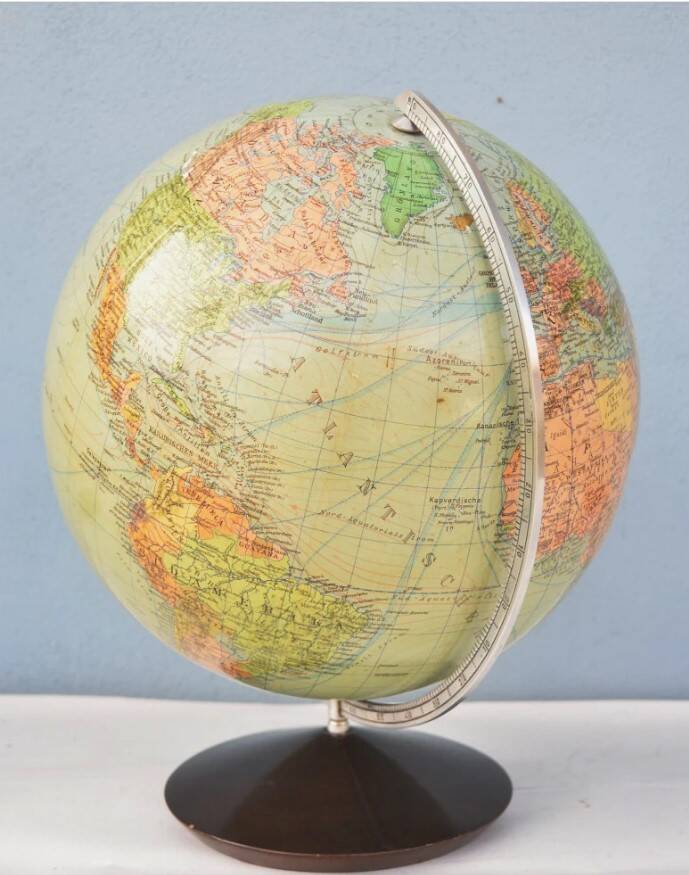 Earth globe 40s - 50s Art Deco - Columbus