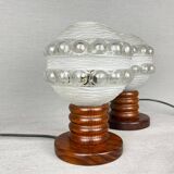 Paire de lampes de table portugaises en bois du milieu du siècle