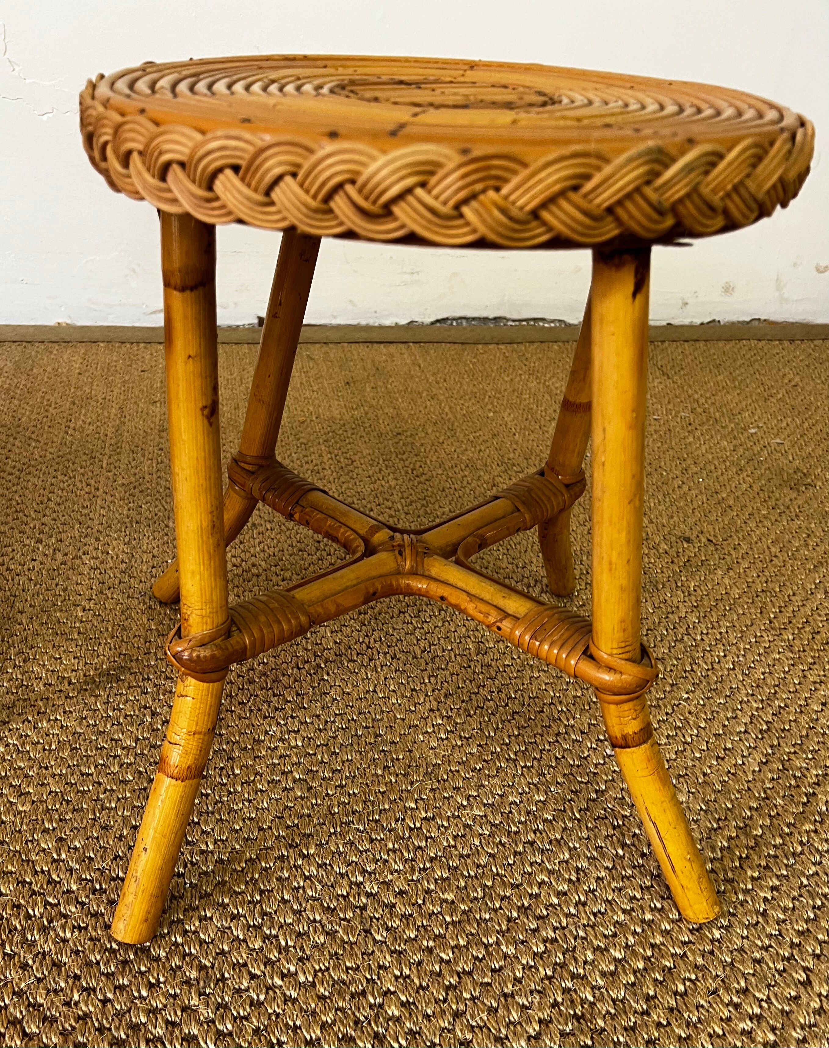 Pair of rattan side tables