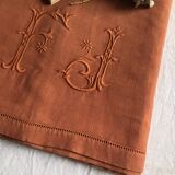 Old cloth in pure washed linen tinted in earthen