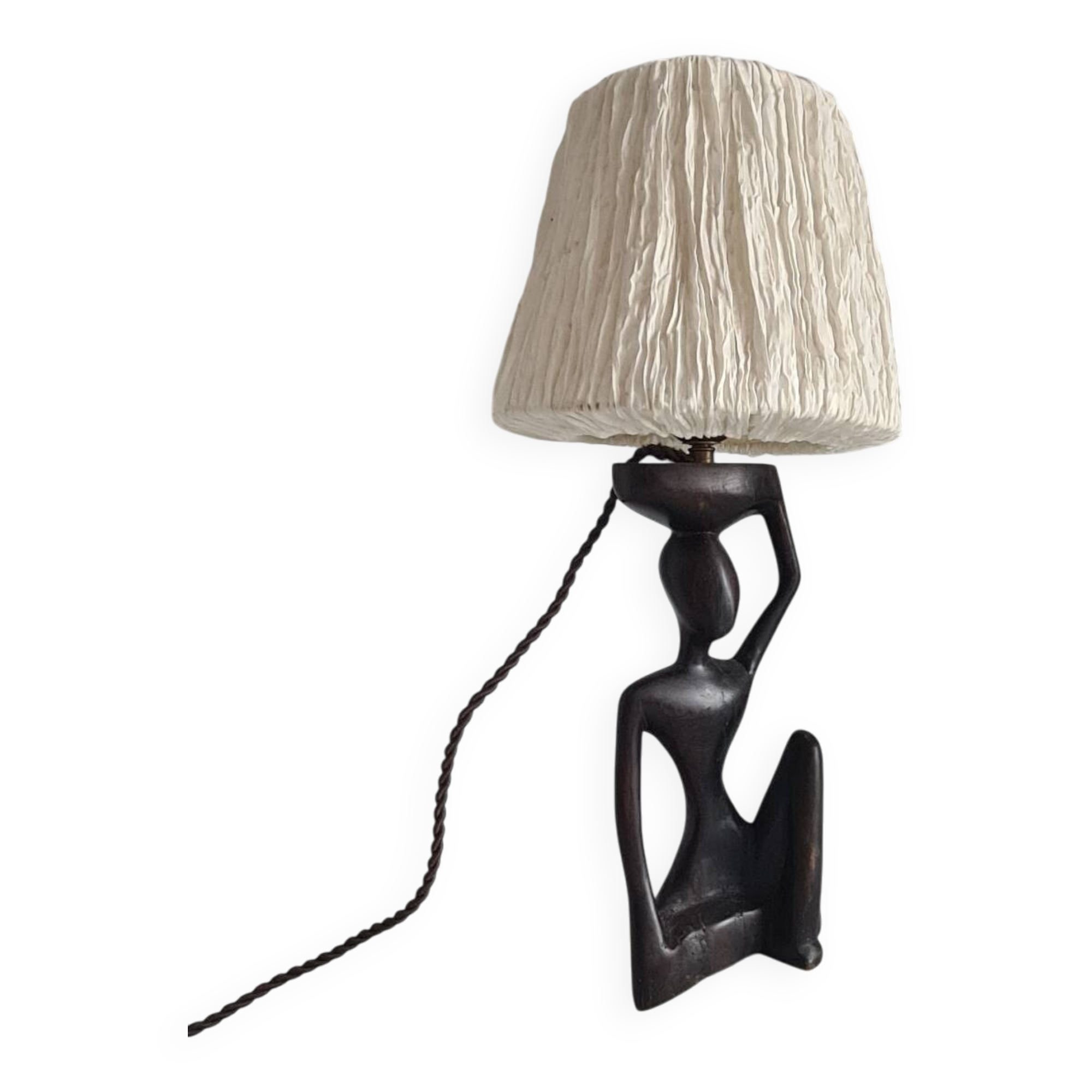 Ebony lamp with seated woman / 1930s