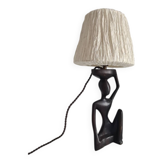 Ebony lamp with seated woman / 1930s