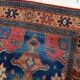 Vintage 1950s German tribal style wool rug, geometric medallion, 84cm x 180cm