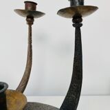 Hammered steel candle holder