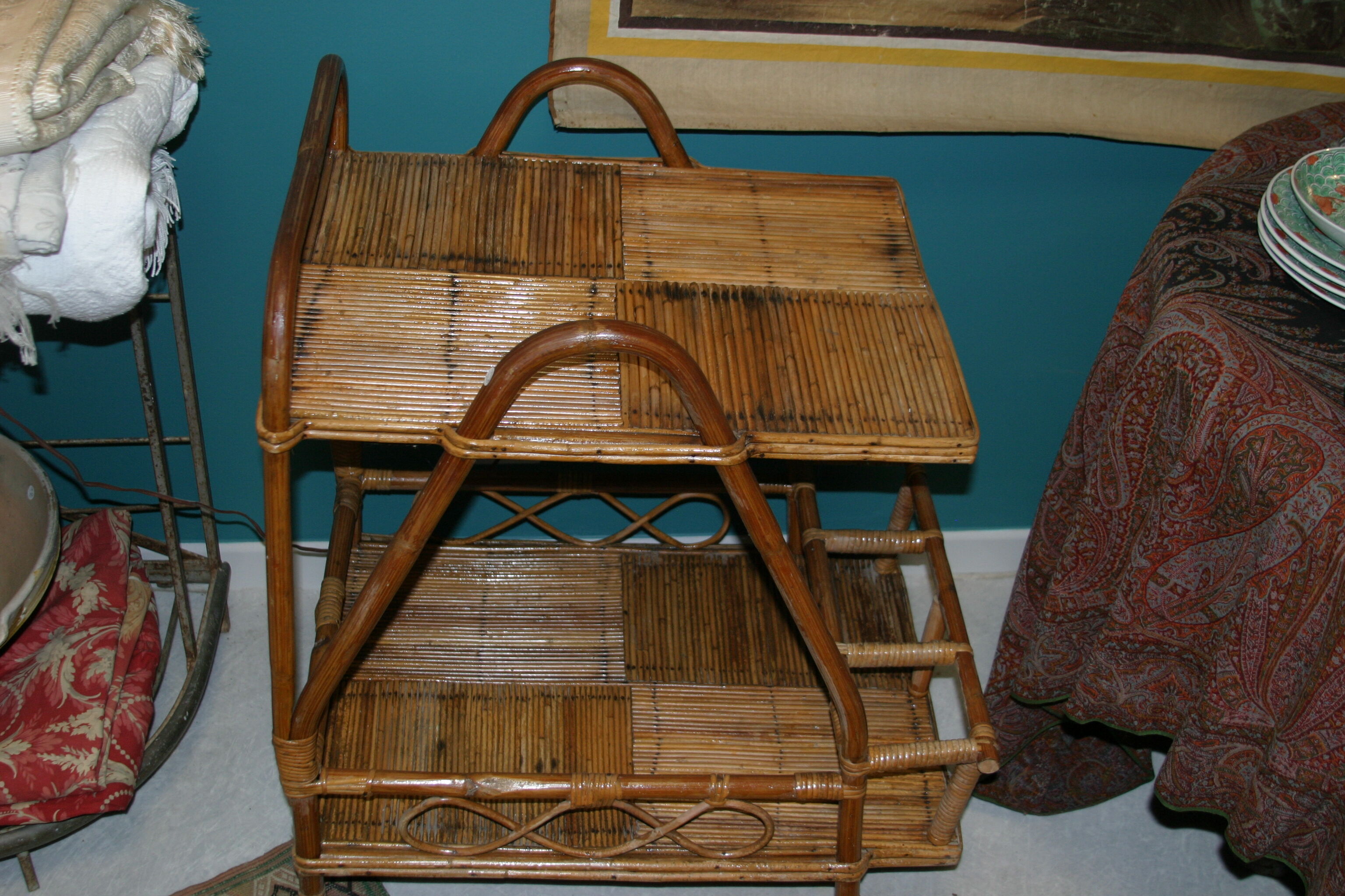 Rattan serving table