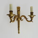 Empire-style wall lamp with double lights in bronze from the 1960s.